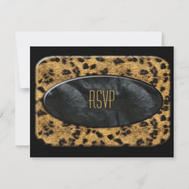 Responder a Invitación Animal Leopardo Negro Oro (Anverso)