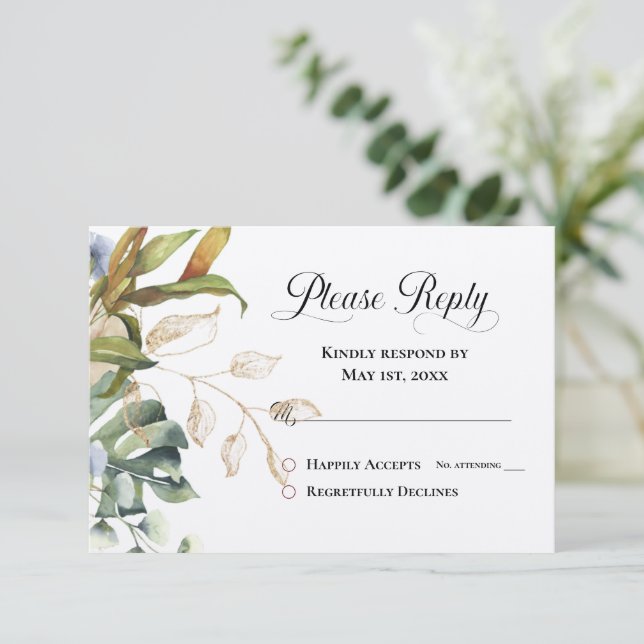 Responder a RSVP azul y verde moderno (Anverso de pie)