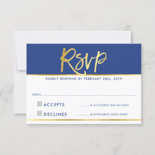 RESPONDER A RSVP glamour moderno azul real con lám