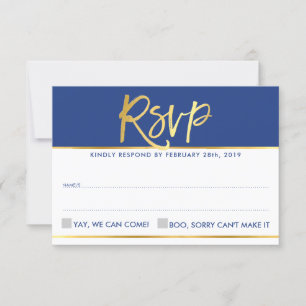 RESPONDER A RSVP glamour moderno azul real con lám
