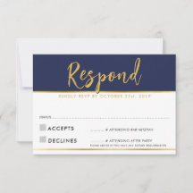 RESPONDER RSVP moderno simple azul marino dorado