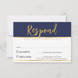 RESPONDER RSVP moderno simple azul marino dorado