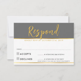RESPONDER RSVP moderno simple gris dorado