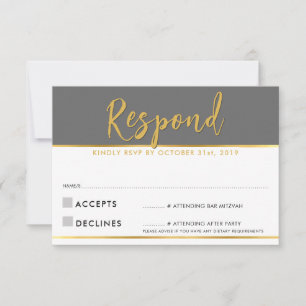 RESPONDER RSVP moderno simple gris oro