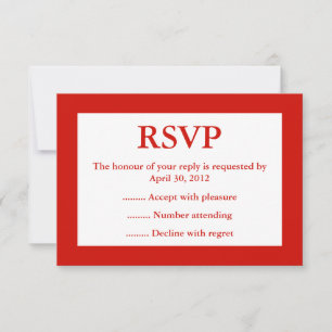 Respuesta a eventos en rojo y blanco, RSVP o tarje