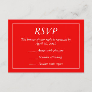 Respuesta a eventos en rojo y blanco, RSVP o tarje