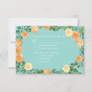 Respuesta a invitación floral de Peach & Aqua Peon
