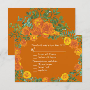 Respuesta a invitación Rosa de Peony de naranja y