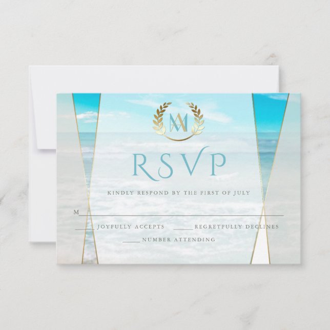 Respuesta a la boda | Boda de playa con monograma  (Anverso)