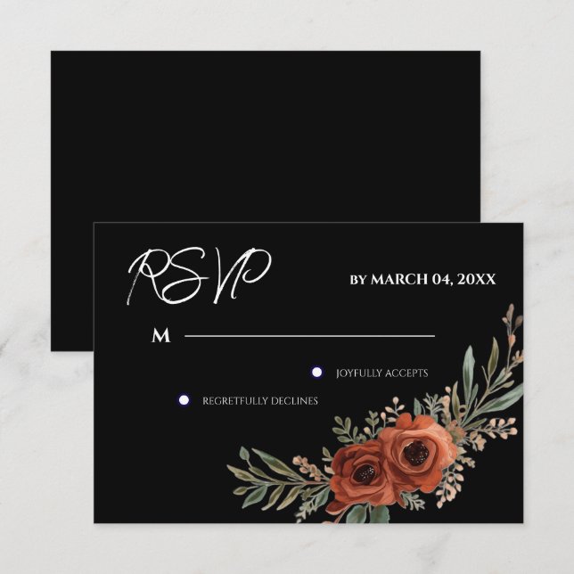 Respuesta a la boda boho floral terracota temperam (Anverso / Reverso)