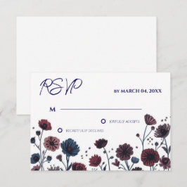 Respuesta a la boda floral azul y borgoña temperam