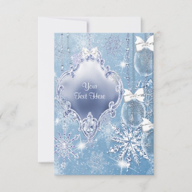 Respuesta a la Invitación Blue Snowflake Winter Wo (Anverso)