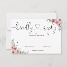 Respuesta amable con corazón de guión floral rosa 