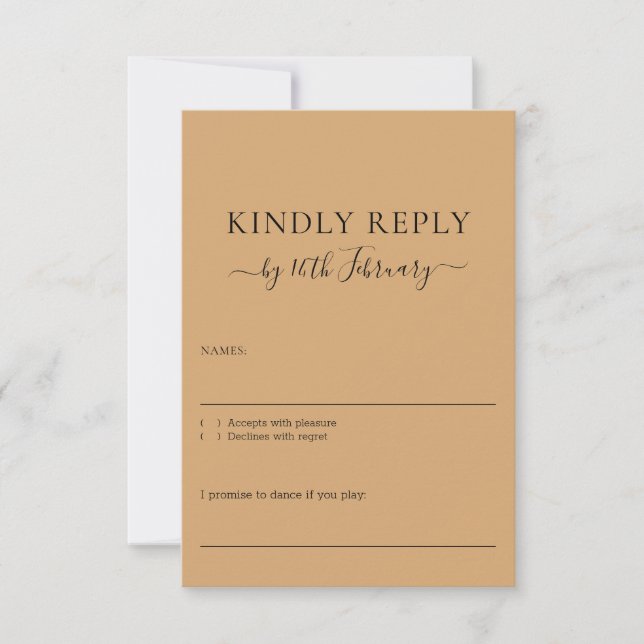 Respuesta amable firma de boda Burly Wood Sand (Anverso)