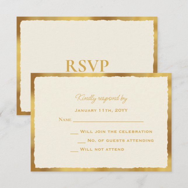 Respuesta Boda de Ecru Gold Edge de negrita (Anverso / Reverso)
