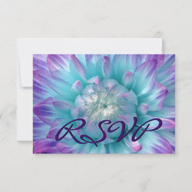 Respuesta Boda PURPLE AQUA AZUL Dahlia RSVP (Anverso)