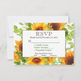 Respuesta Boda RSVP floral de girasoles con comida