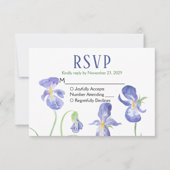 Respuesta Boda RSVP Iris Púrpura (Anverso)