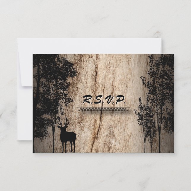 Respuesta boda Tarjeta RSVP Árboles de ciervos de  (Anverso)