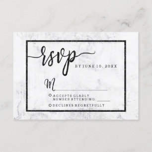 Respuesta Chic de mármol blanco y gris para RSVP d