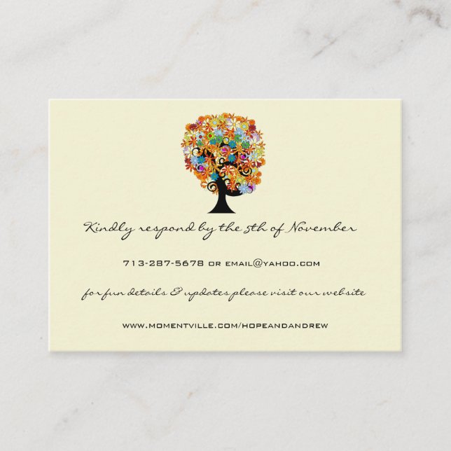 Respuesta de árbol de amor de flores y tarjetas de (Anverso)