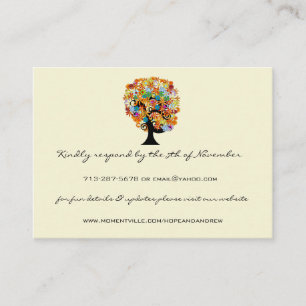 Respuesta de árbol de amor de flores y tarjetas de