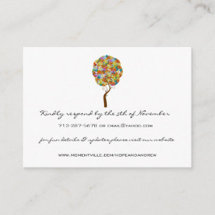 Respuesta de árbol de amor de flores y tarjetas de
