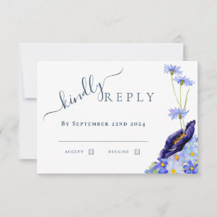 Respuesta de boda acuarela floral azul moderna