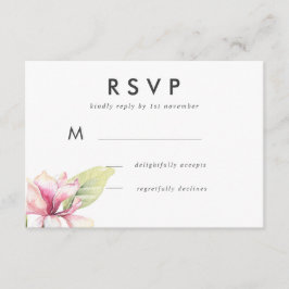 Respuesta de boda acuarela magnolia rosa