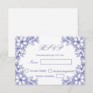 Respuesta de Boda Azul con gráficos Florales Ornam