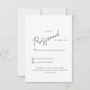 Respuesta de Boda Blanca RSVP Cena y Baile