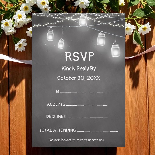 Respuesta de Boda blanco negro RSVP Chalkboard (Subido por el creador)