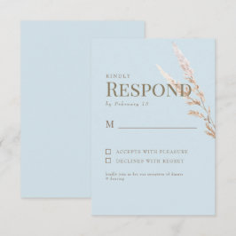 Respuesta de Boda Boho de Texto Dorado Azul Cielo