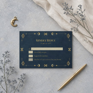 Respuesta de Boda Celestial Gótico Azul Medianoche