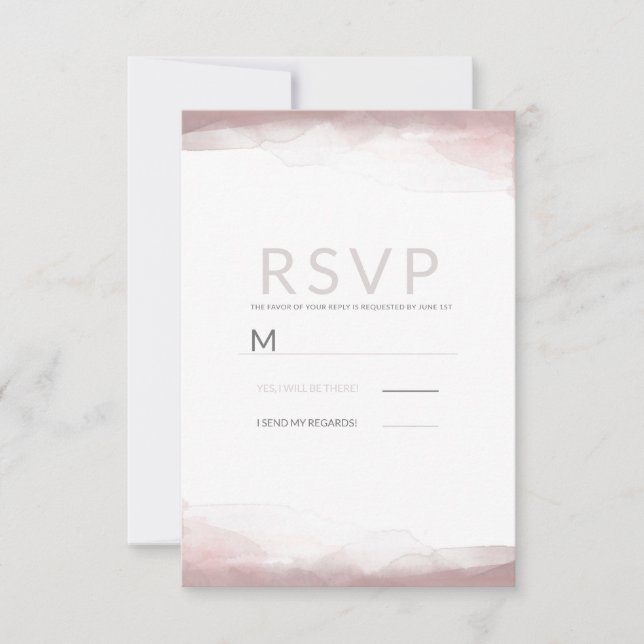 Respuesta de Boda Chic Moderna con Acuarela de Ros (Anverso)