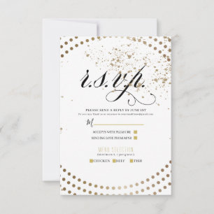 Respuesta de Boda Chic Moderno Bronce Negro RSVP