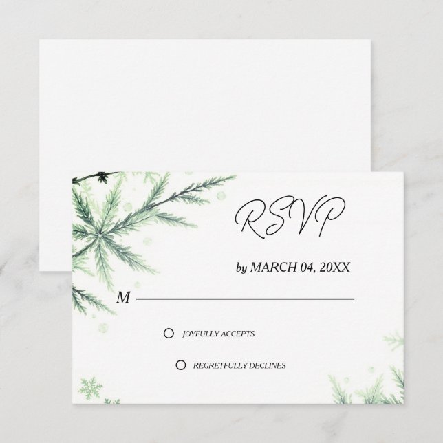 Respuesta de Boda Clásica Elegante Verde (Anverso / Reverso)