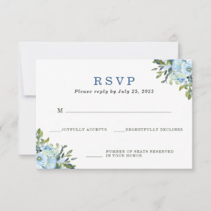 Respuesta de Boda con Acuarela Floral Azul Claro y