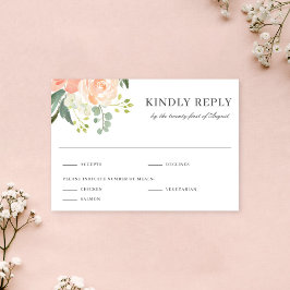 Respuesta de Boda con Acuarela Floral de Melocotón