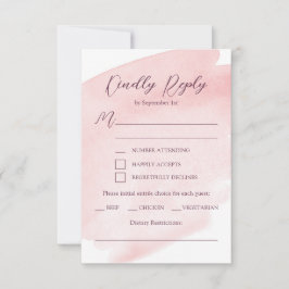 Respuesta de Boda con Acuarela Rosa Rubor