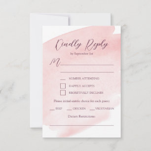 Respuesta de Boda con Acuarela Rosa Rubor