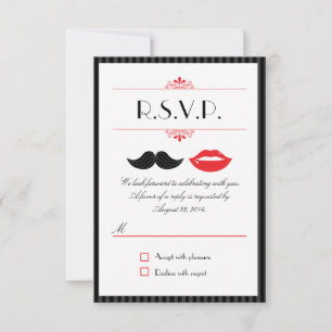 Respuesta de Boda con Bigote y Labios Rojos, Negro