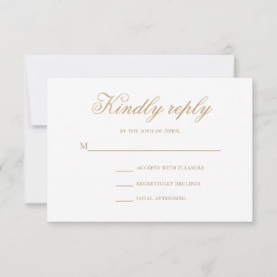 Respuesta de Boda con Caligrafía Dorada Minimalist