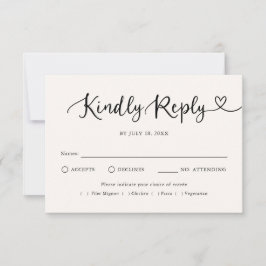 Respuesta de Boda con Corazón de Letra Moderna Tra