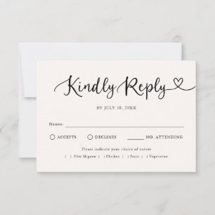 Respuesta de Boda con Corazón de Letra Moderna Tra