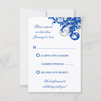 Respuesta de Boda con Floritura Azul Real y Platea