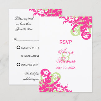 Respuesta de Boda con Florituras Rosa y Verde