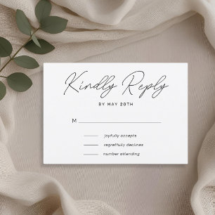 Respuesta de Boda con Letra a Mano Moderna