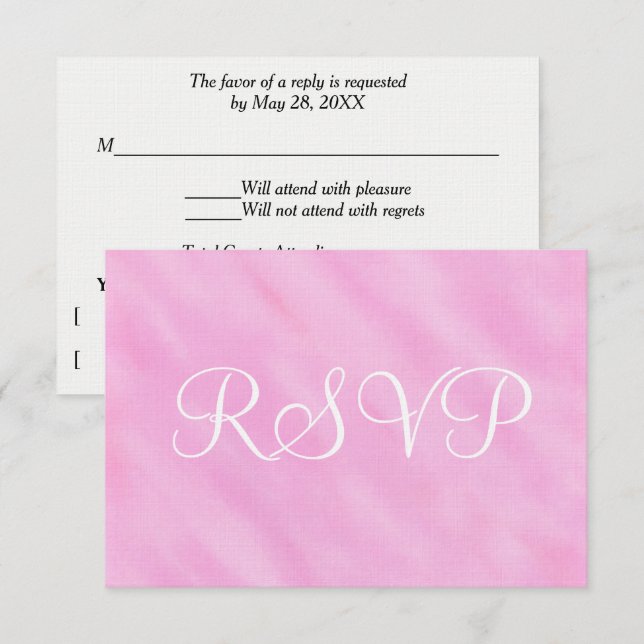 Respuesta de boda de acuarela rosa claro blanco (Anverso / Reverso)