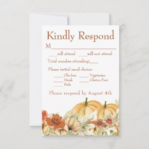 Respuesta de boda de calabaza floral acuarela rúst